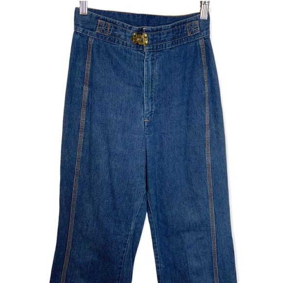 RARE Vintage 1970's Levi's Fashion Orange Tag Wide Leg Ultra Hi Rise Jeans - Picture 2 of 11